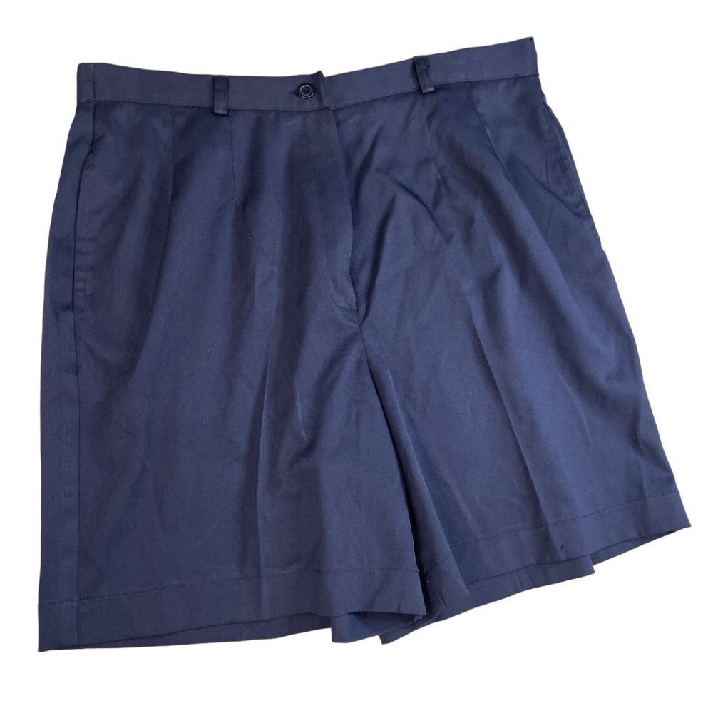 Coral Bay Gold Ladies High Waisted Pleated Navy Shorts Sz 10P